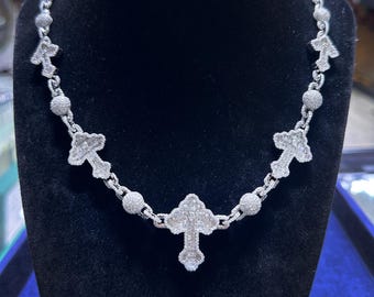 Collar con cruz de moissanita / Collar con cruz de plata con diamante de moissanita / Collares con cruz de moissanita para mujer y hombre, 19,68 quilates