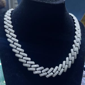 Massief 925 sterlingzilver heren VVS1 Moissanite Diamonds bezaaid Cubaanse ketting, icedout rapperkettingen, 16 mm breed, 36,68 CTW