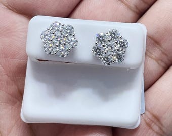 4.2CTW Jumbo Moissanite Stud Earrings, D Color VVS1 Round Cut, 925 Sterling Silver Yellow Gold Rose Gold Plated with Screw Backs