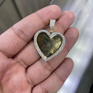 Heart Memory Charm Pendant Natural Diamond 0.80CTW 10K Gold VS SI Diamond Free Picture Engraving Handmade Lifetime warranty