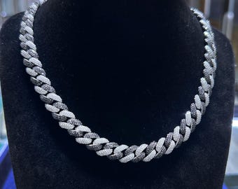 10mm VVS Moissanite cuban link chains two tone, Lab grown Moissanite diamond choker, Cuban link bracelet, Iced out chain, Hip Hop Jewelry