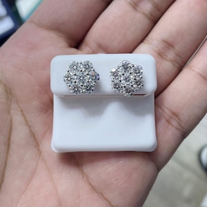 Sterling Silver Flower Moissanite Studs: 5.04 Carat, 4-Prong Basket Set