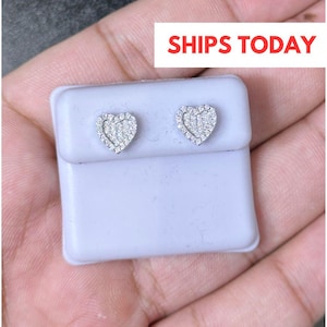 Heart Shape Earring Studs Silver with Moissanite VVS D Color Passes Diamond Tester 0.25 ctw carat weight 925 Sterling Silver