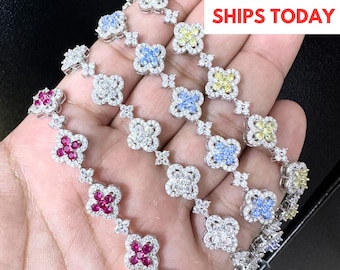 Tennis Bracelet, Gemstone Bracelet , Silver Bracelet, Diamond Bracelet, Dainty Bracelet, Gift for Her, Moissanite Diamond, Gold Bracelet
