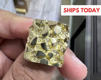 Real 10K Yellow Gold Solid Nugget Ring for Men – Bold & Timeless (13.3 Grams)