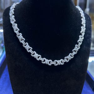 8.5MM VVS Clarity Moissanite Diamond Infinity Cuban Link Chain,Hip Hop Jewelry, Silver Iced Out Necklace, 19.51CTW