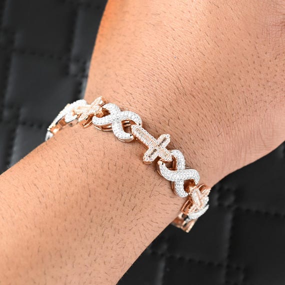 アクセサリー Infinity Cross Bracelet YG Moissanite Infinity Cross Bracelet: Two-tone Rose Gold, 925