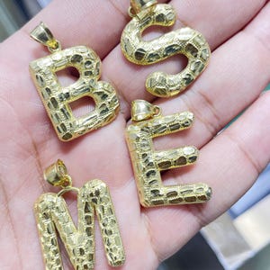 10K Solid Yellow Gold Diamond Cut Initial Pendant - 3 Grams