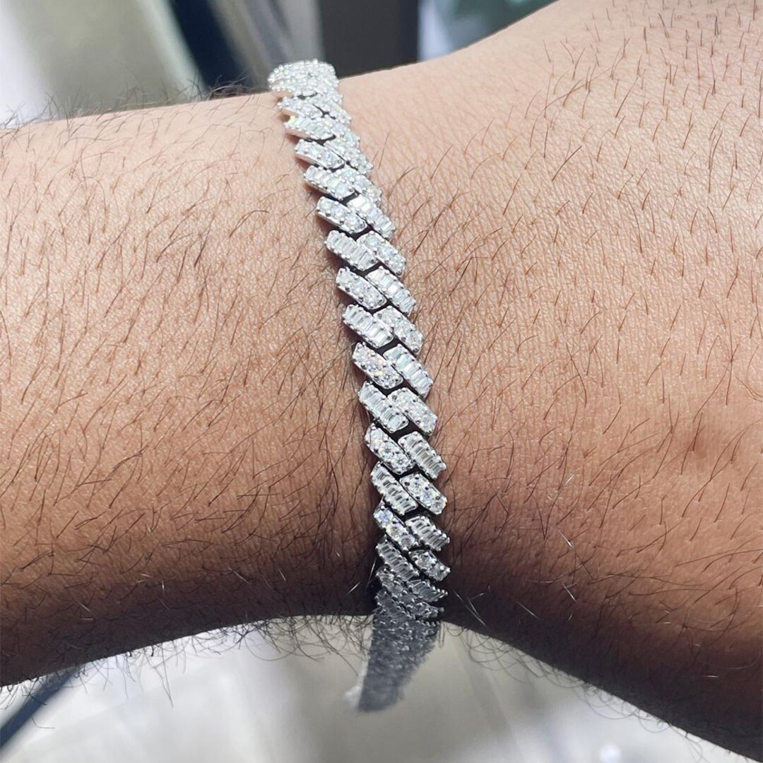 Iced Cuban Moissanite Bracelet: 925 Sterling Silver 14K Gold Plated - Etsy