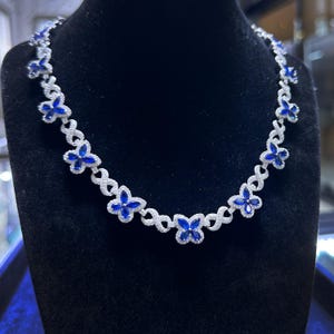 Butterfly infinity Chain Necklace, Iced Prong Handset 12mm Moissanite Diamond Tennis, Tennis Necklace Gold, Women hiphop Tennis Jewelry