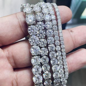 Moissanite Tennis Bracelet, VVS1 Moissanite Tennis Bracelet Silver, Anniversary Gift For Her, Dainty Bracelet Mothers day sale