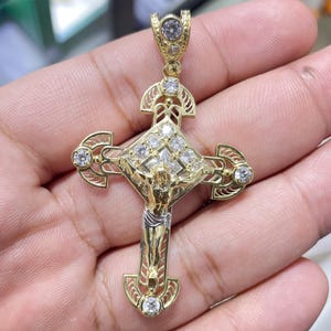 10K Real Gold Cross Pendant | Yellow Gold Cross | Textured Custom Cross Pendant Necklace | 6 Grams 10 Carat Gold Cross | Religious Jewelry