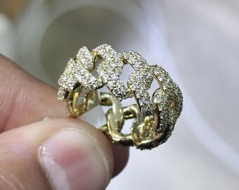 10K Diamond Cuban I Miami Cuban Ring I Link Diamond Wedding Band I Mens Miami Cuban Ring I Mens Promise Ring I 2.50CTW Natural Diamond Ring