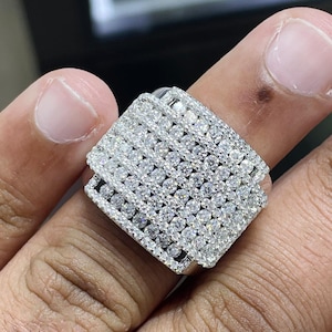 Men&#39;s Custom Iced out Moissanite Pinky Ring Solid 925 Sterling Silver, Hip Hop Rapper Icy, 3.14 CTW VVS D Color Moissanite Ring