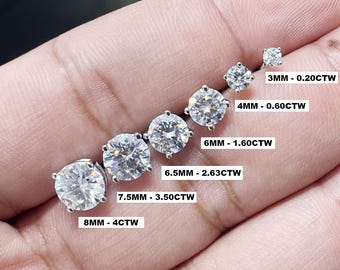 Moissanite Stud Earrings In 925 Silver Pair Earrings , Earrings for Women & Men, Anniversary Gift VVS1  Moissanite Earrings with Screw Back