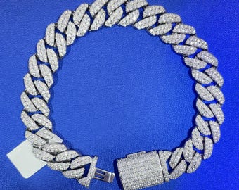 Collana Cubana Unisex Placcata Argento E Oro Rosa – Ghiacciata Con Moissanite VVS1 24 Pollici - Foto 4