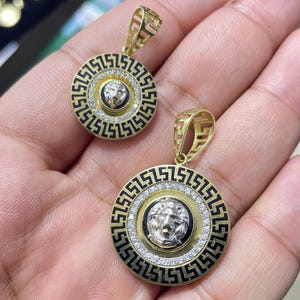 10K Gold Medusa Pendant Necklace: Greek Mythology Statement Jewelry
