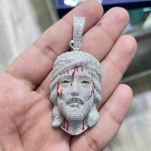 Iced Out Jesus Pendant: 9.37 Carat VVS Moissanite, 925 Sterling Silver