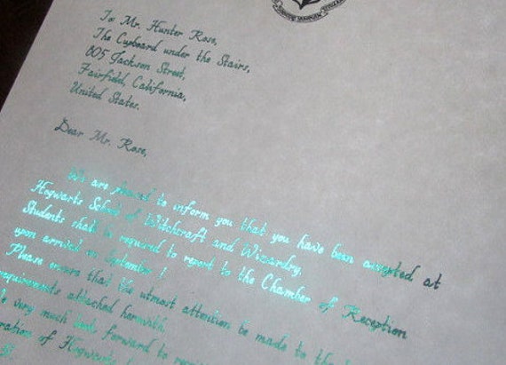 Harry Potter "Early" Hogwarts Acceptance Letter Handwritten & Personalized 