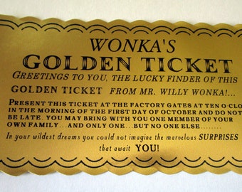 50 Chocolate Factory Golden Tickets reserved for Jason Declet only