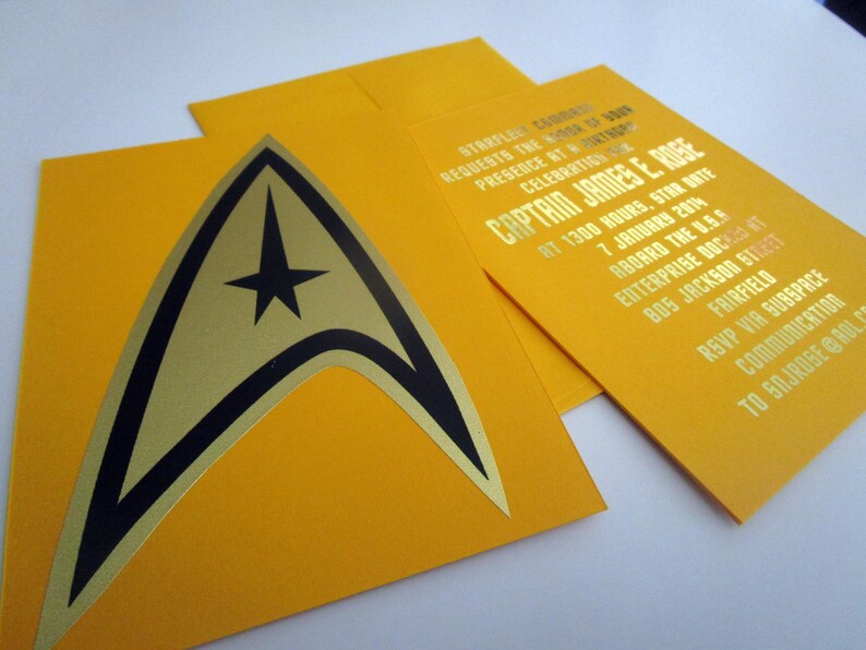 Sci Fi Insignia Gold Foil Custom Greeting Card Yellow