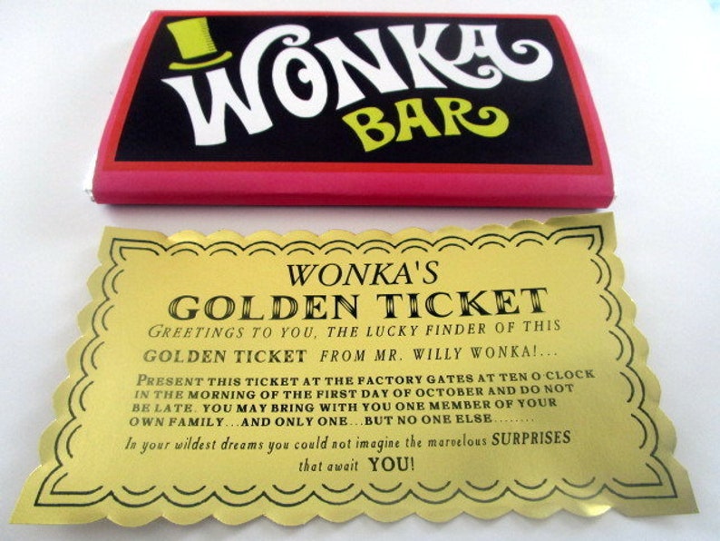 Chocolate Factory Golden Ticket & Candy Bar Prop Replica Set vintage image 5