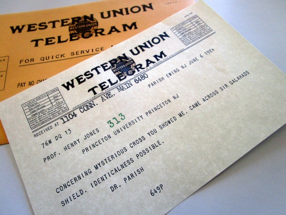 Indiana Jones 1924 Telegram Replica Prop