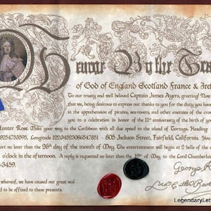 Small Pirate Letters of Marque Reproduction Prop Replica