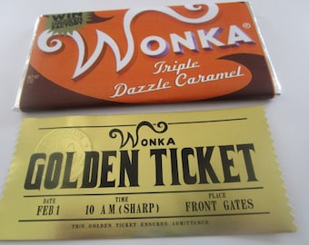 1971 Willy Wonka Candy Prop Wonka Bar WITH CHOCOLATE + Golden Ticket  Replica