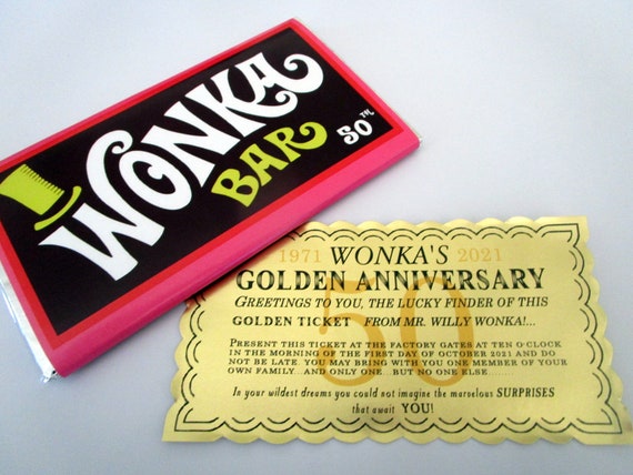チョコレート工場50周年記念ゴールデンチケット＆キャンディバー小道具 