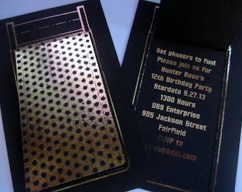 Sci fi Communicator Gold Foil Custom Greeting Card