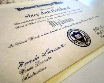 Custom Diploma to any Fictional School 8" x 5"