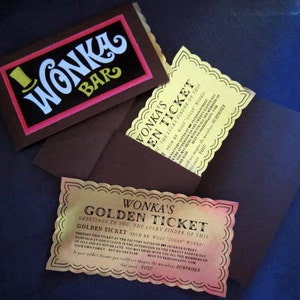 12 Deluxe  Golden Tickets as Birthday Invitations with Folders