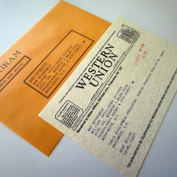 Indiana Jones 1936 Telegram Replica Prop