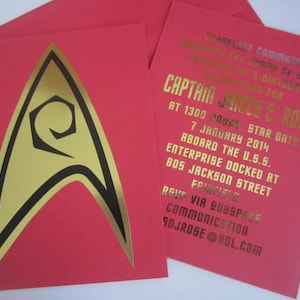 Sci Fi Insignia Gold Foil Custom Greeting Card Red