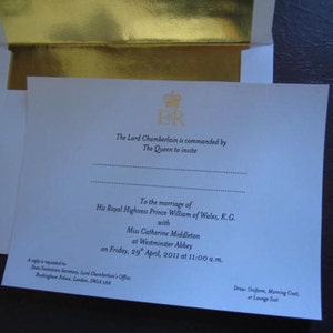 William & Kate Royal Wedding Invitation Souvenir Reproduction image 2