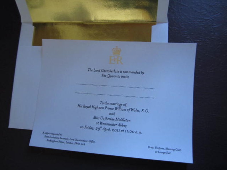 William & Kate Royal Wedding Invitation Souvenir Reproduction image 2