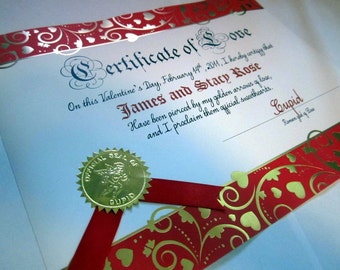 Personalized Cupid Valentine Love Certificate
