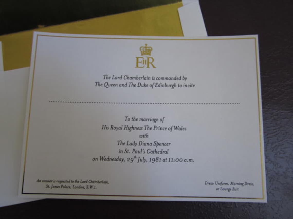 Charles & Diana Royal Wedding Invitation Souvenir Reproduction - Etsy ...