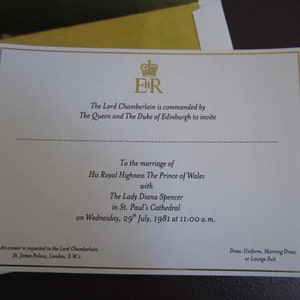 Charles & Diana Royal Wedding Invitation Souvenir Reproduction - Etsy ...