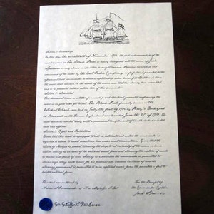 Ägardokument för piratskepp, reproduktion, rekvisita, replika