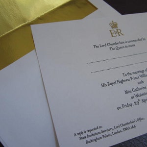 William & Kate Royal Wedding Invitation Souvenir Reproduction image 1