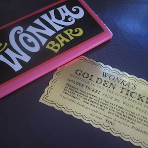 Chocolate Factory Golden Ticket & Candy Bar Prop Replica Set vintage image 1