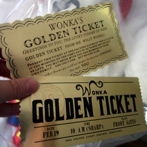 Chocolate Factory Golden Ticket & Candy Bar Prop Replica Set vintage image 6