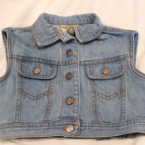 Vintage Denim Republic Kids Vest – Size 6, Sleeveless Button-Up Jean Jacket, 100% Cotton