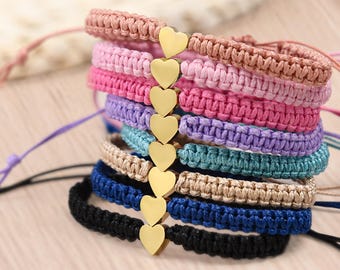 Mommy and Me Heart Braided Bracelets, Adjustable Handmade Comfort Bracelets,Back to School Heart Bracelet, First Day of School Gift