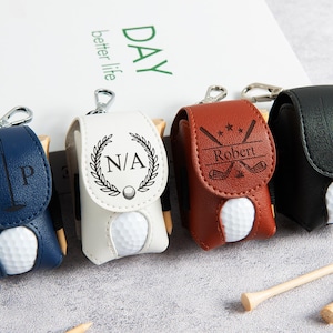 Benutzerdefinierte Leder Golfballtasche, stilvoller Beutel für Golfbälle, Mini Golfballhalter, Golf Reisetasche, personalisierte Golf Geschenke, Trauzeuge Geschenk