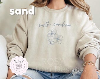 North Carolina Dogwood Sweatshirt, Botanical Floral Top, Southern Gift
