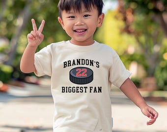 Custom Biggest Fan Hockey T-Shirt: Personalized Sibling Tee  ( T12376 )