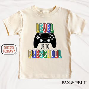 Preschool Level Up Tee for Gamer Kids, School Ready Shirt, Colorful Controller Theme ( S11695 )